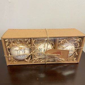 NWT Rae Dunn Set of 3 Ornaments JOY PEACE LOVE